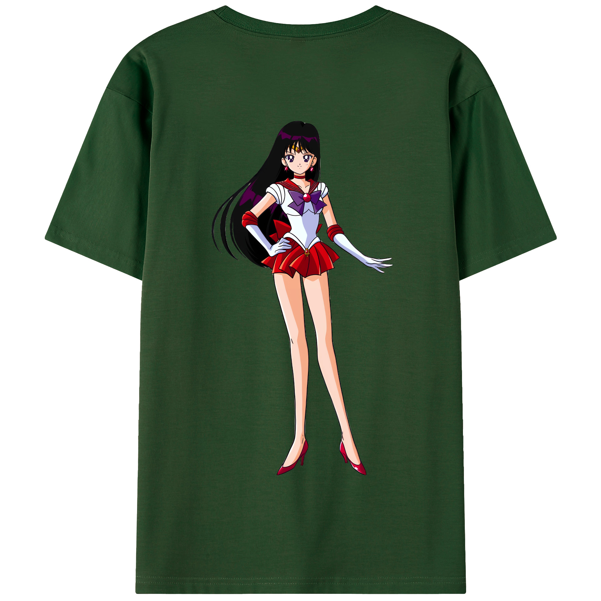 （画像用） 美少女戦士セーラームーン 火野レイ ひの レイ Sailor Moon Hino Rei （セーラーマーズ,Sailor Mars） 綿100％半袖Tシャツ（背面プリント）